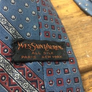 Yves Saint Laurent YSL Blue Pattern Mens Tie